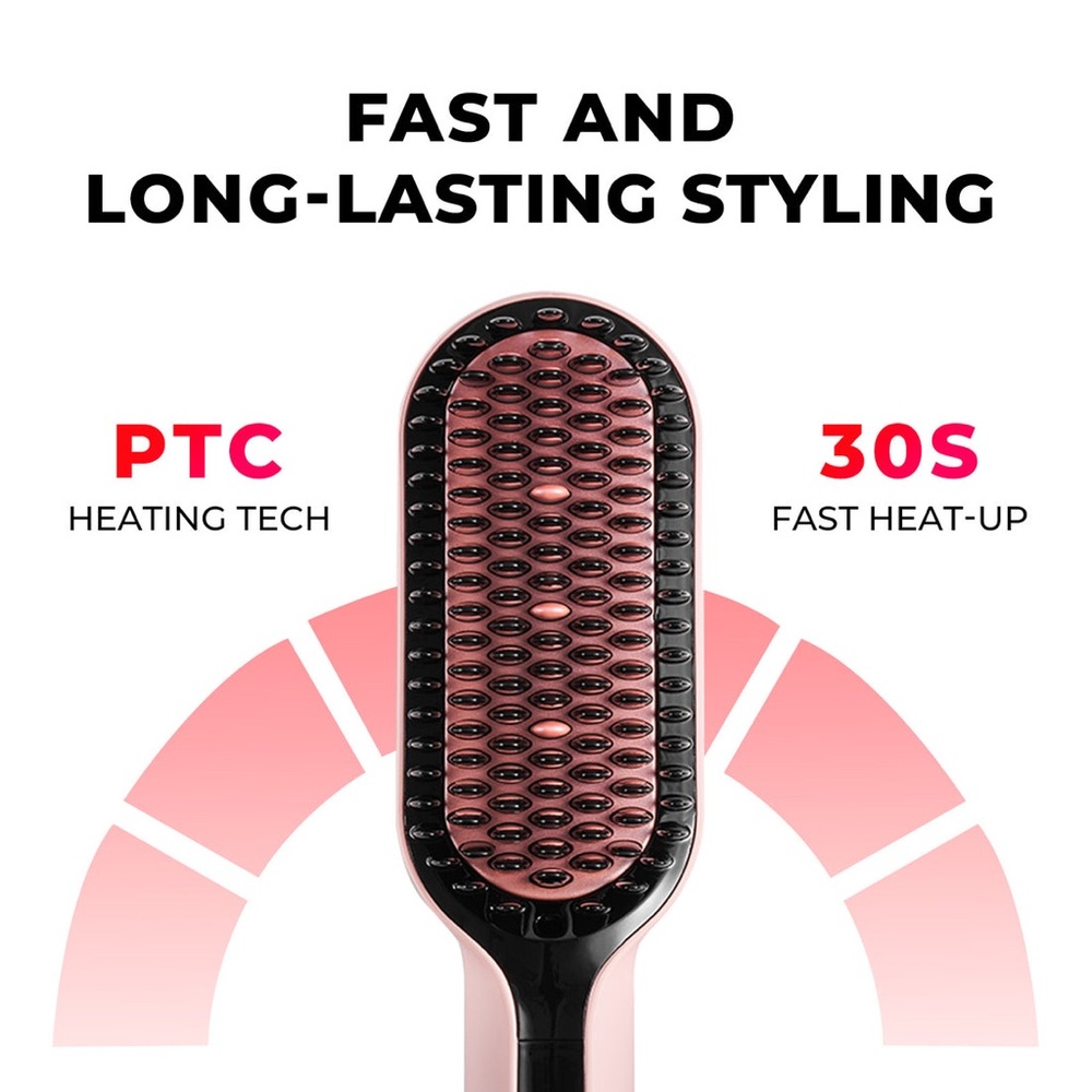 Tymo Ionic Plus Pink Hair Straightening Brush - Picture 2 of 8